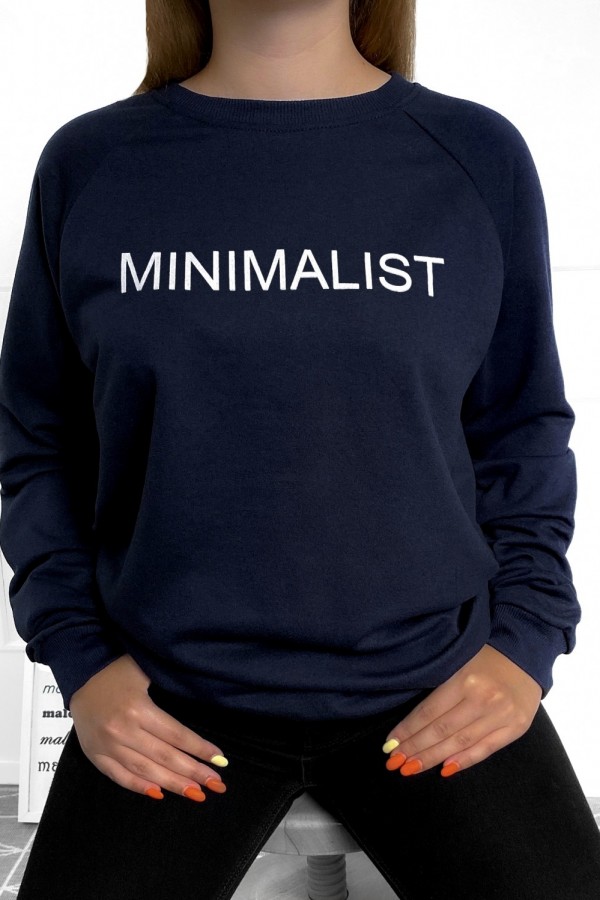 Bluza damska w kolorze granatowym napis minimalist