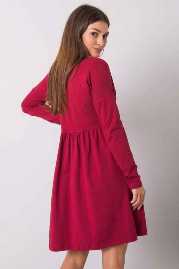 Sukienka w kolorze bordowym z długim rękawem ideal w serek 2