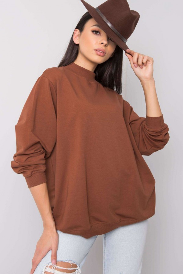 Bluza damska w kolorze brązowym oversize basic lea 4