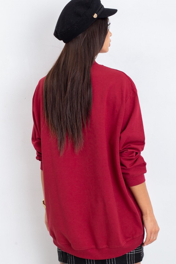 Bluza damska w kolorze bordowym oversize basic lea 2