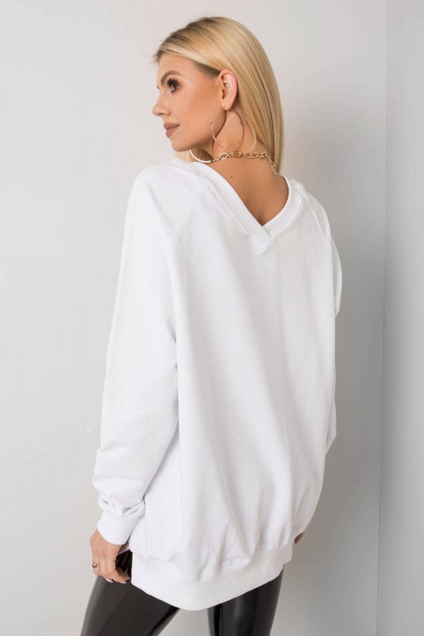 Bluza damska w kolorze białym oversize basic dekolt plecy v-neck elena 3