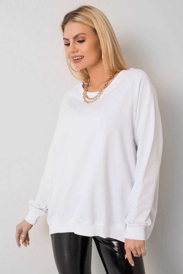 Bluza damska w kolorze białym oversize basic dekolt plecy v-neck elena 4