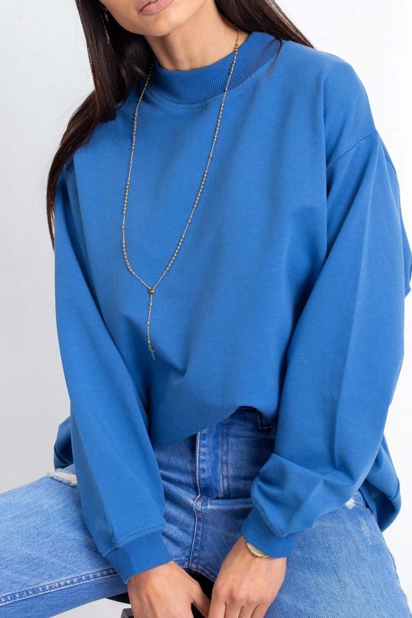 Bluza damska w kolorze niebieskim oversize basic lea