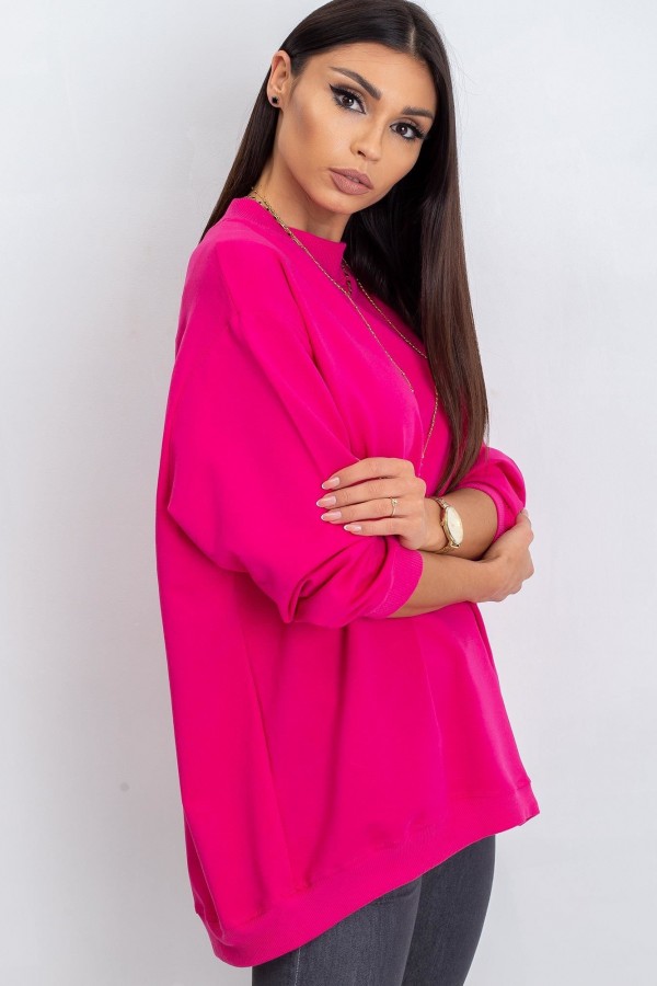 Bluza damska w kolorze fuksji oversize basic lea 2