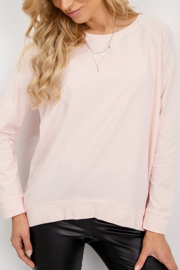Bluza bluzka damska oversize w kolorze pudrowym gładka basic light 3