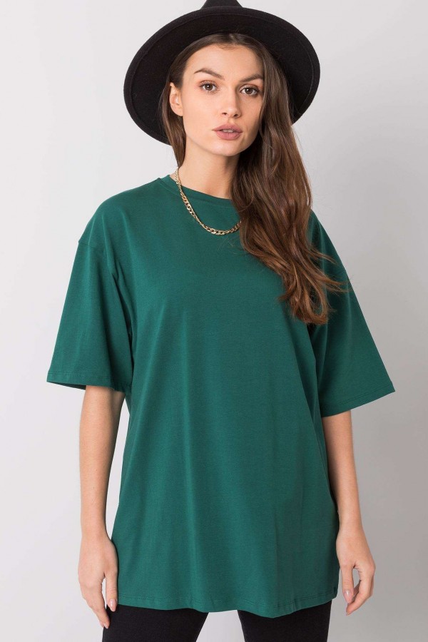 Bluzka damska w kolorze zielonym luźny t-shirt basic sana 1