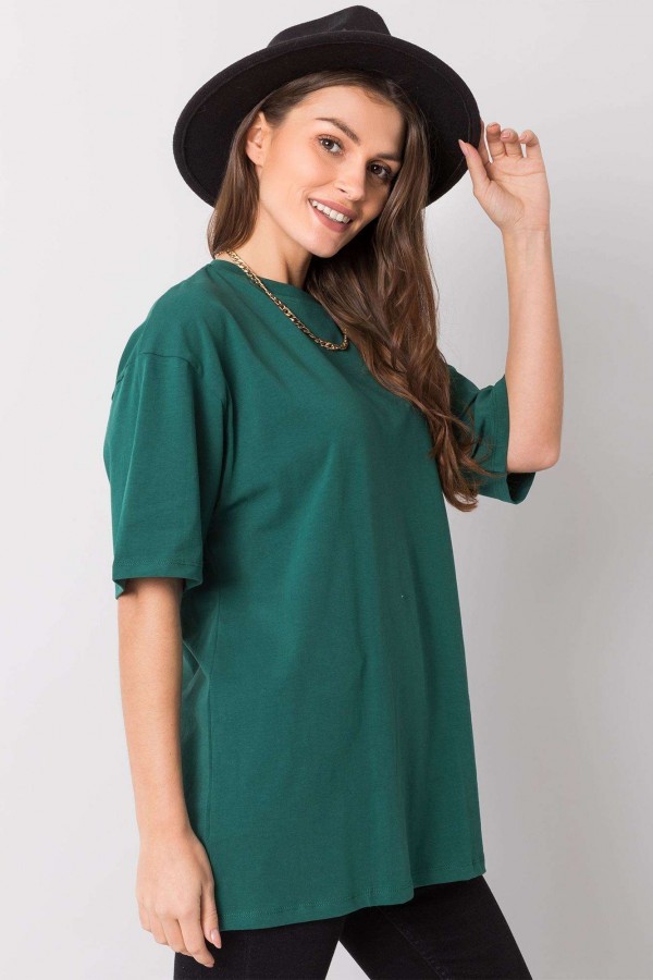 Bluzka damska w kolorze zielonym luźny t-shirt basic sana 2