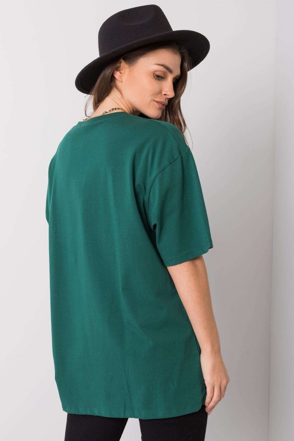 Bluzka damska w kolorze zielonym luźny t-shirt basic sana 3