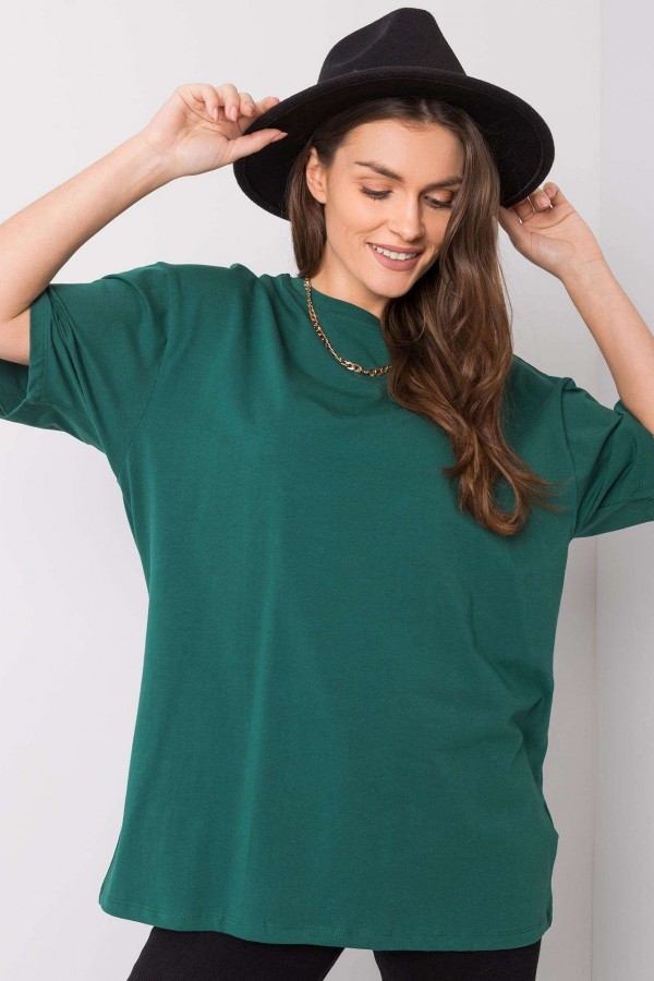 Bluzka damska w kolorze zielonym luźny t-shirt basic sana 4