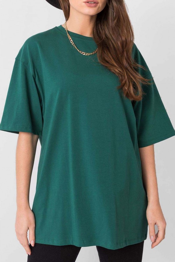 Bluzka damska w kolorze zielonym luźny t-shirt basic sana