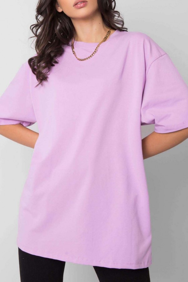 Bluzka damska w kolorze lila fiolet luźny t-shirt basic sana