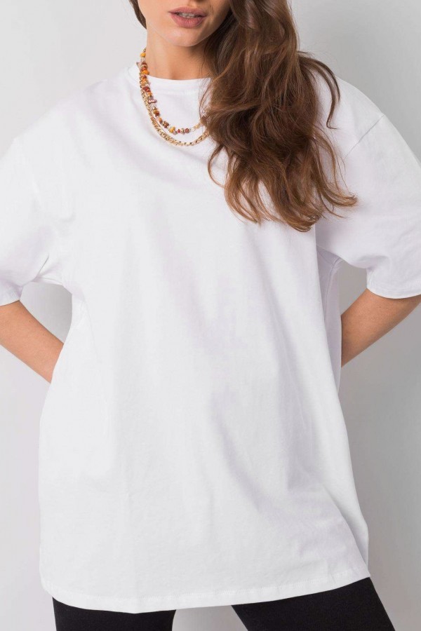 Bluzka damska w kolorze białym luźny t-shirt basic sana
