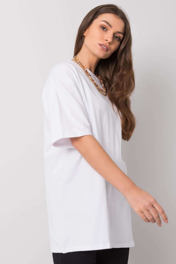 Bluzka damska w kolorze białym luźny t-shirt basic sana 2