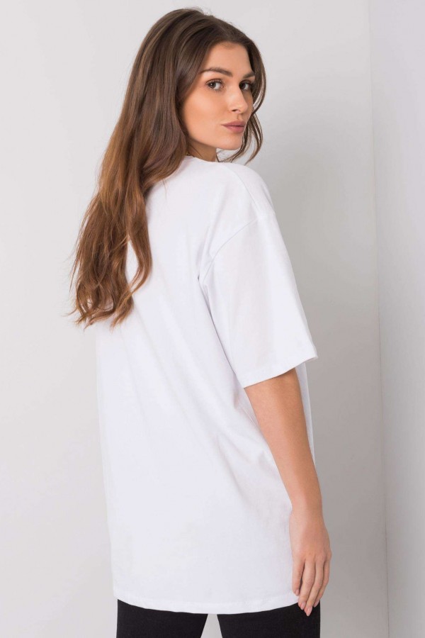 Bluzka damska w kolorze białym luźny t-shirt basic sana 4