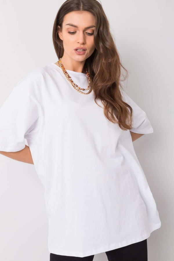 Bluzka damska w kolorze białym luźny t-shirt basic sana 1