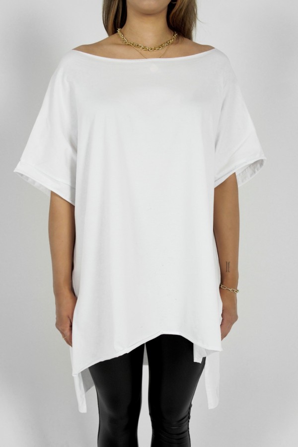 Bluzka damska oversize w kolorze białym dłuższy tył gładka Marsha 8