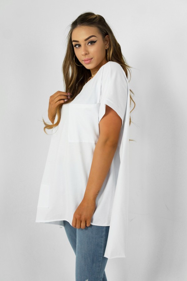 Bluzka oversize w kolorze białym dłuższy tył kieszeń Tanisha 3