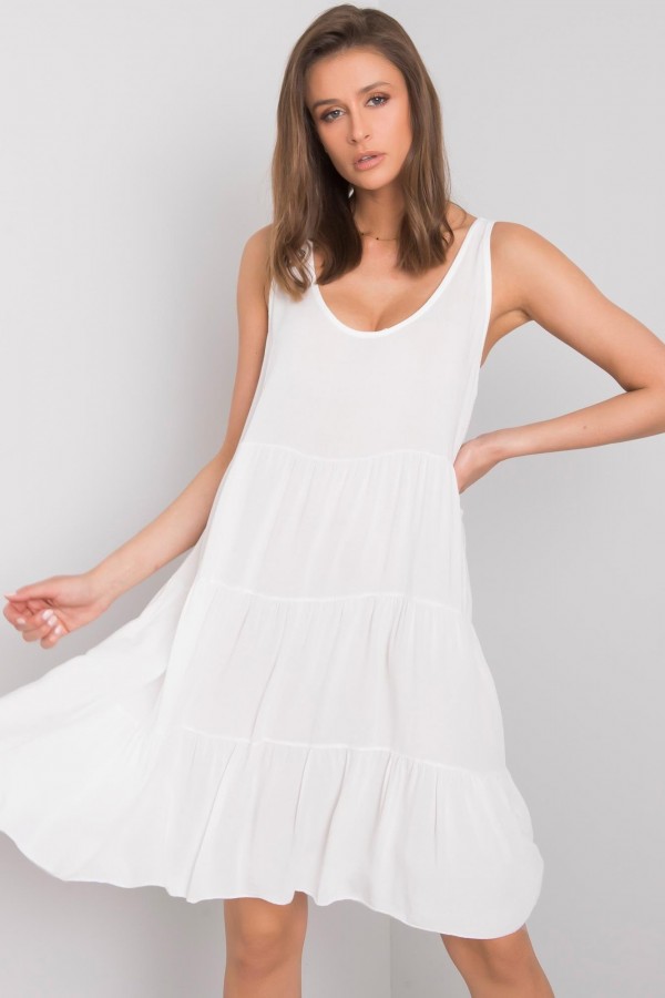 Sukienka z wiskozy w kolorze białym na grubszych ramiączkach Aggie 1