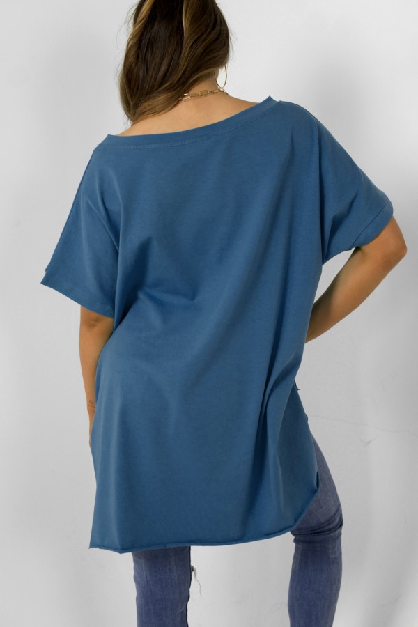 Bluzka oversize w kolorze denim dłuższy tył kieszeń Tanisha 4