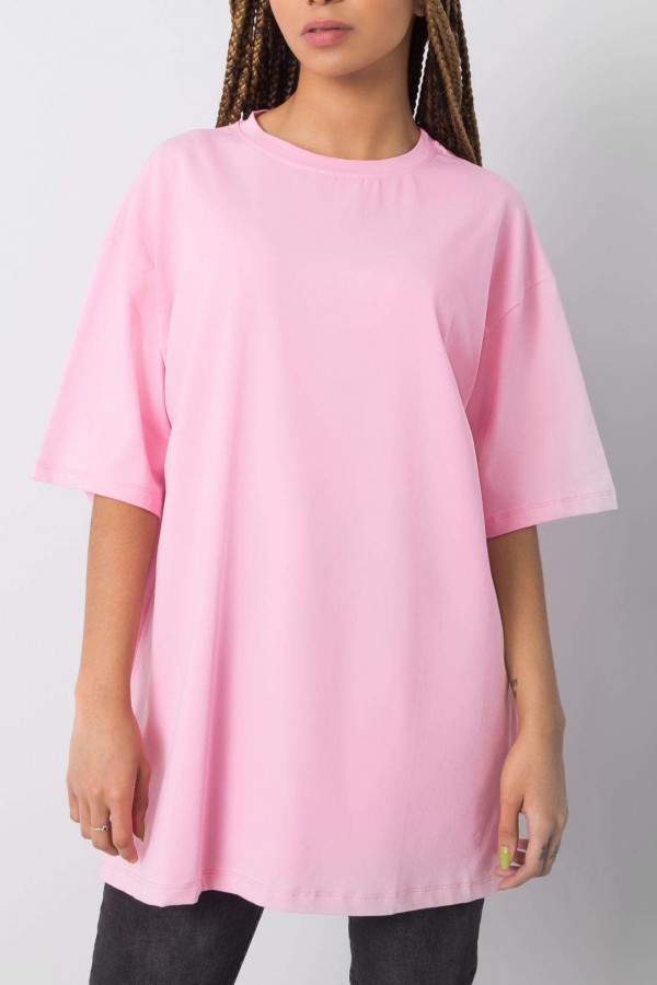 Bluzka damska w kolorze różowym luźny t-shirt basic sana