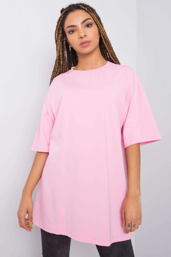 Bluzka damska w kolorze różowym luźny t-shirt basic sana 1