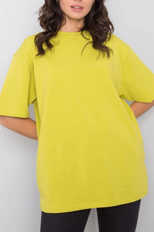 Bluzka damska w kolorze limonkowym luźny t-shirt basic sana