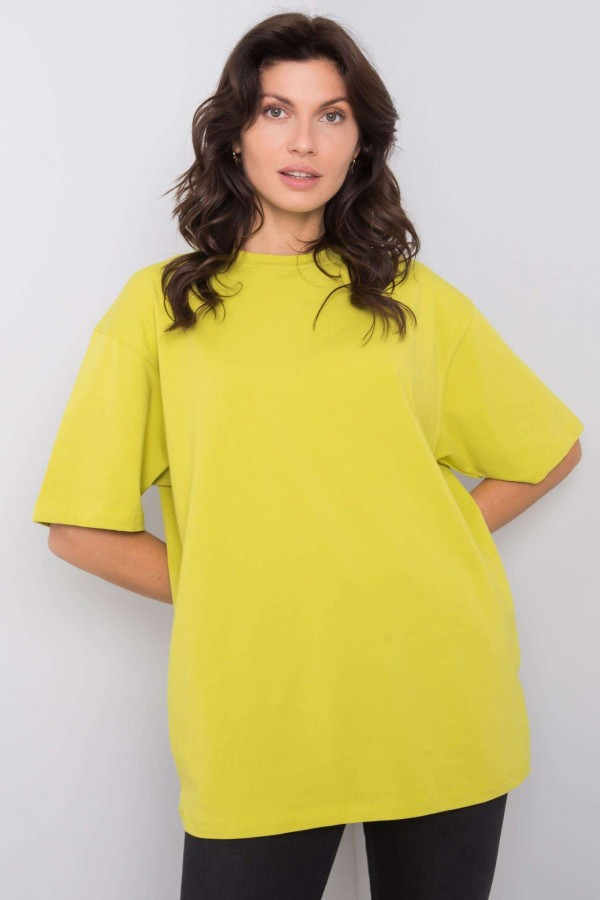 Bluzka damska w kolorze limonkowym luźny t-shirt basic sana 4