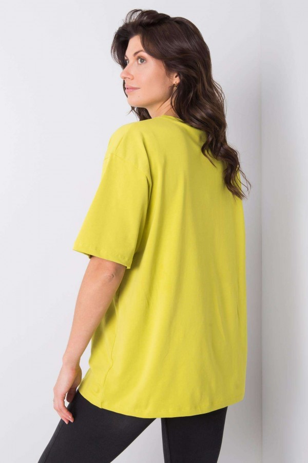 Bluzka damska w kolorze limonkowym luźny t-shirt basic sana 2