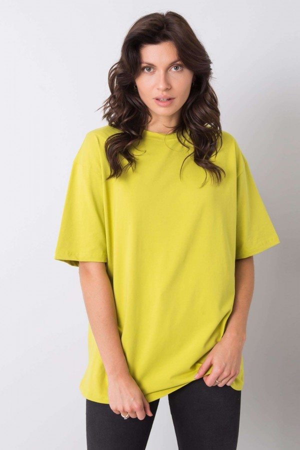 Bluzka damska w kolorze limonkowym luźny t-shirt basic sana 1