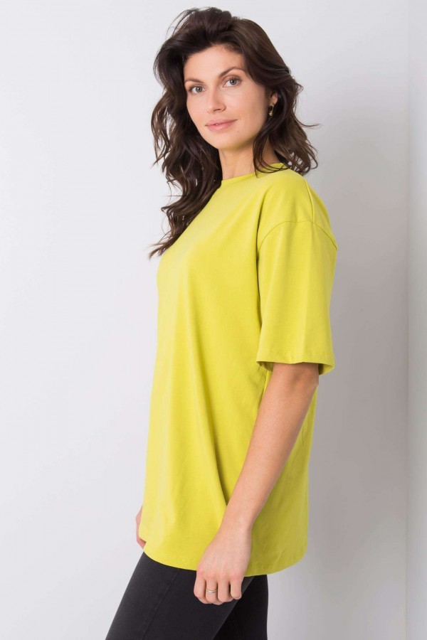 Bluzka damska w kolorze limonkowym luźny t-shirt basic sana 3