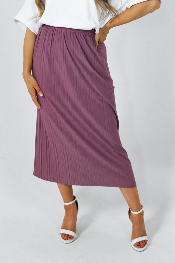 Długa plisowana spódnica w kolorze wrzosowym
