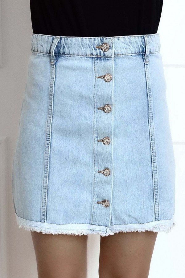 Spódnica jeansowa zapinana na guziki z przodu light denim