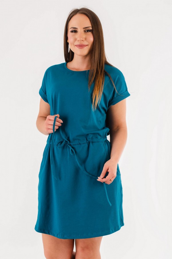 Sukienka plus size w kolorze morskim z kieszeniami Madera