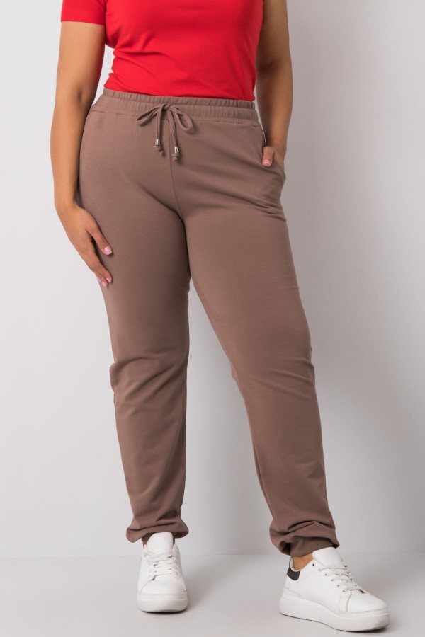Spodnie dresowe damskie w kolorze brązowym plus size basic