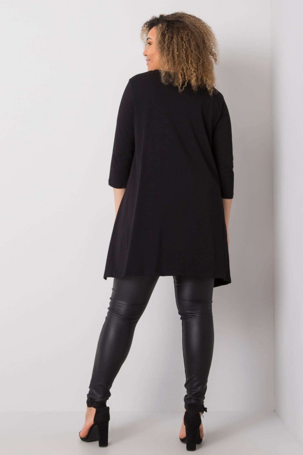 Asymetryczna tunika damska w kolorze czarnym z kieszeniami dłuższy tył cool 3