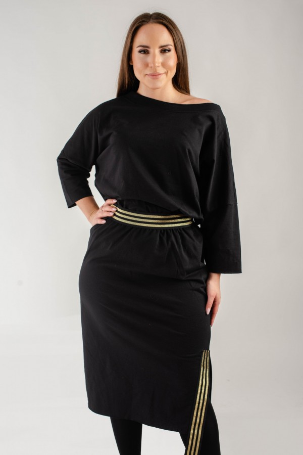Komplet dresowy plus size w kolorze czarnym bluza + spódnica Mala