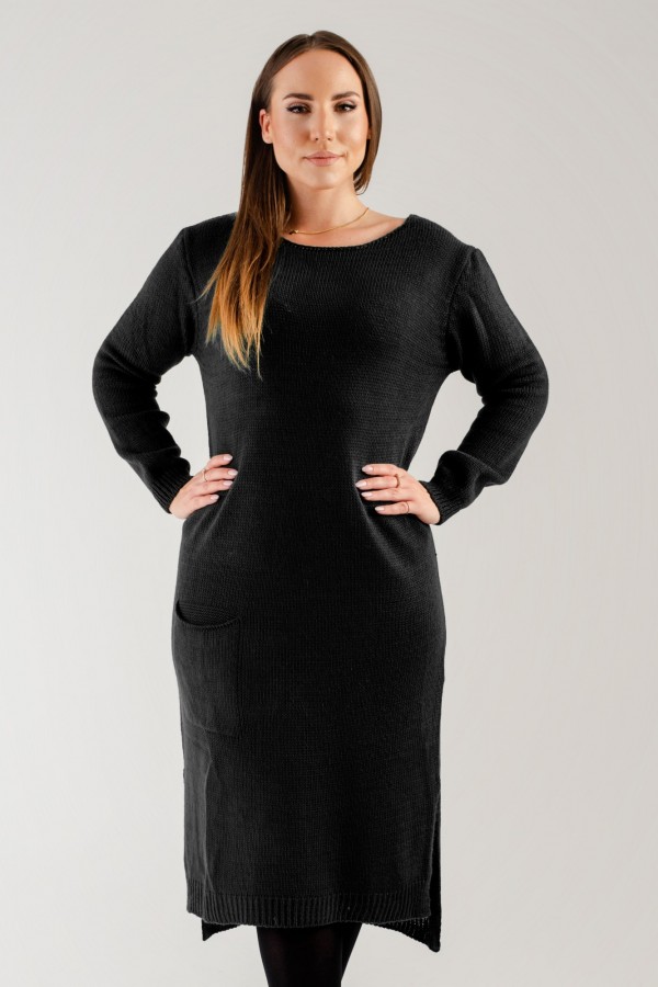 Sukienka sweterek plus size w kolorze czarnym kieszeń Gunn