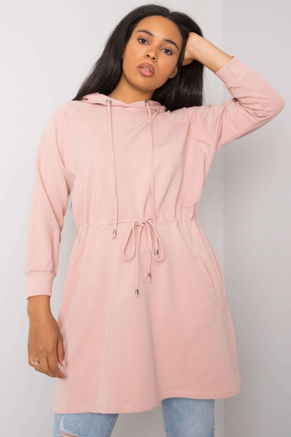 Bluza dresowa tunika plus size w kolorze pudrowym Dora 1