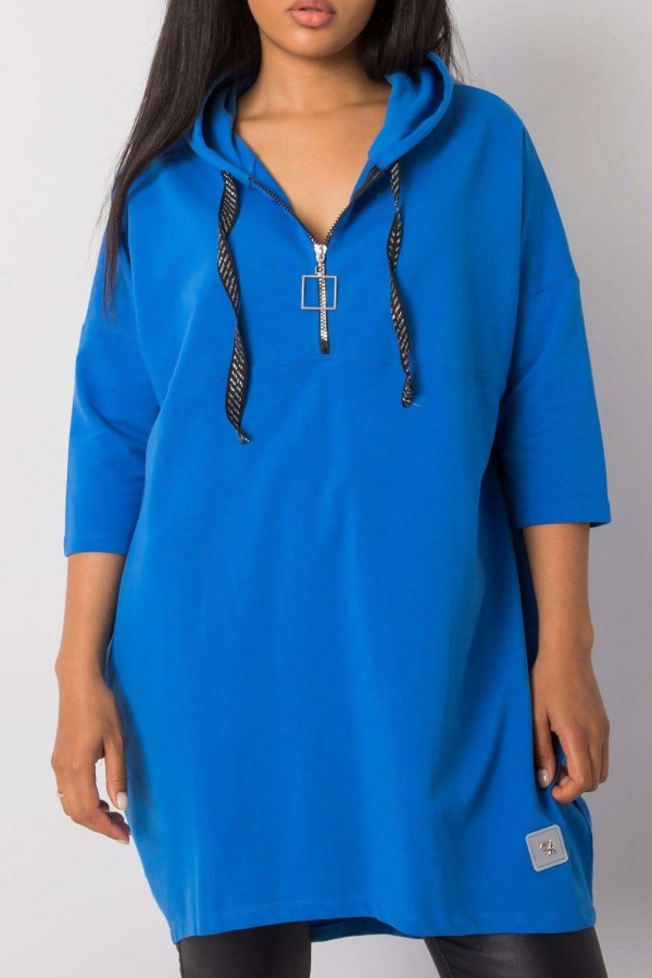 Bluza dresowa plus size long tunika w kolorze chabrowym oversize Marci