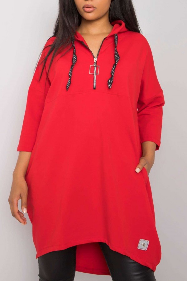 Bluza dresowa plus size long tunika w kolorze czerwonym oversize Marci