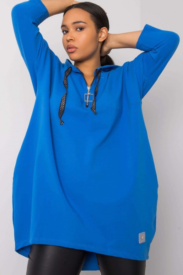 Bluza dresowa plus size long tunika w kolorze chabrowym oversize Marci 1
