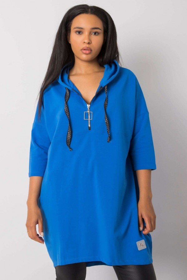 Bluza dresowa plus size long tunika w kolorze chabrowym oversize Marci 2