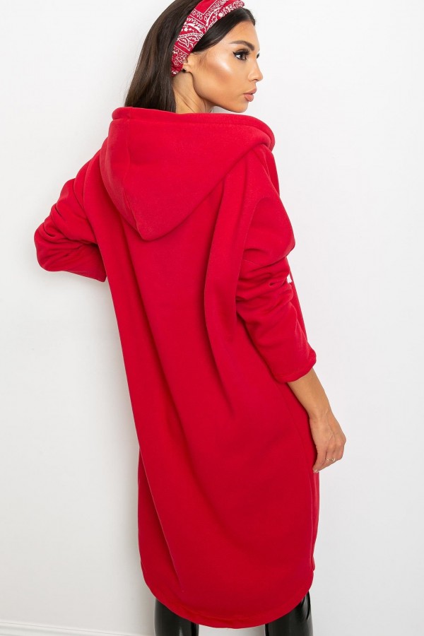 Bluza damska w kolorze czerwonym z kapturem na zamek narzutka płaszczyk Martina 4