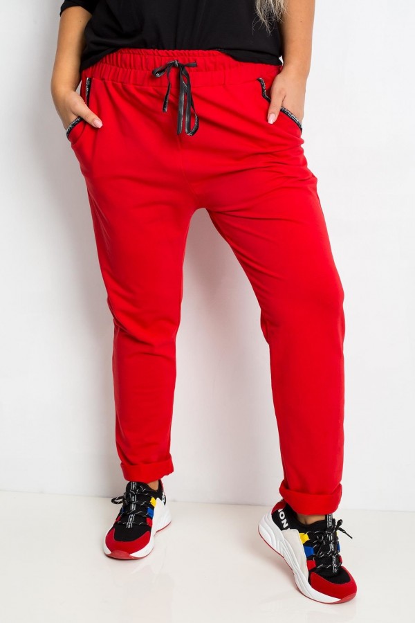 Spodnie dresowe damskie w kolorze czerwonym plus size basic lucky 2