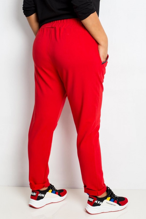 Spodnie dresowe damskie w kolorze czerwonym plus size basic lucky 3