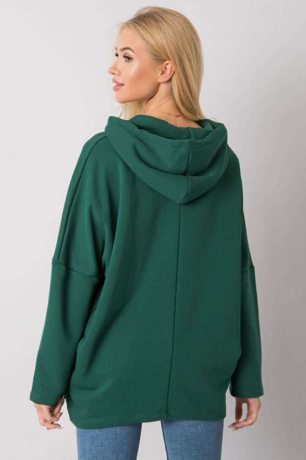 Bluza damska oversize z kapturem w kolorze zielonym Less 4