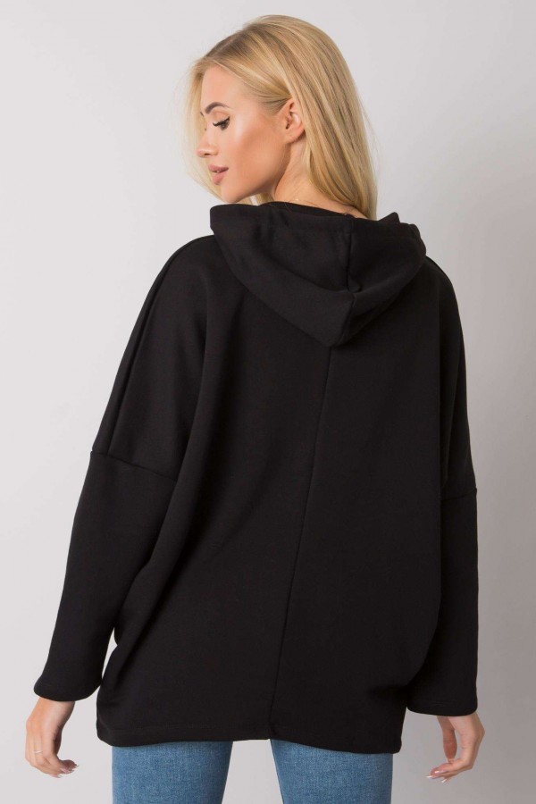 Bluza damska oversize z kapturem w kolorze czarnym Less 4