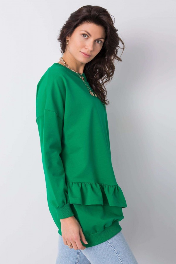 Bluza damska tunika w kolorze zielonym z falbanką 3