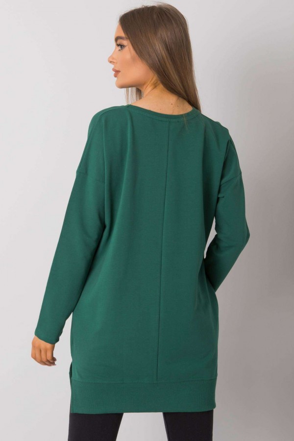 Tunika dresowa bluza z kieszeniami w kolorze zielonym dekolt w serek V Reena 2