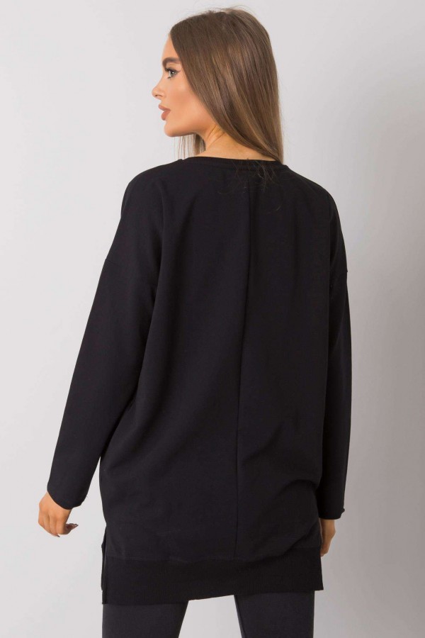 Tunika dresowa bluza z kieszeniami w kolorze czarnym dekolt w serek V Reena 4